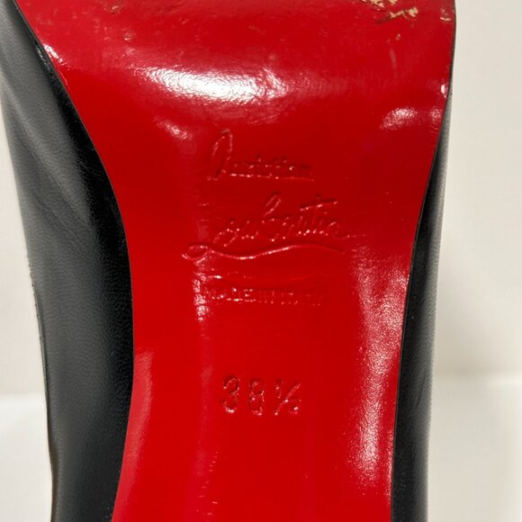 Christian Louboutin Black Leather Platform Peep Toe Heels Pumps Size 38.5 - Picture 12 of 16
